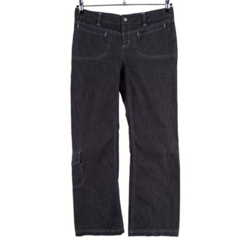 Athleta Women Straight Leg Utility Cargo Pant Jean Size 12 Tall Wide Leg Pockets